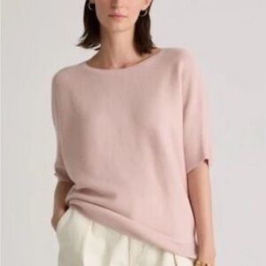 Quince Lightweight Cotton Cashmere Link-Stitch Dolman Sweater Pink Size L